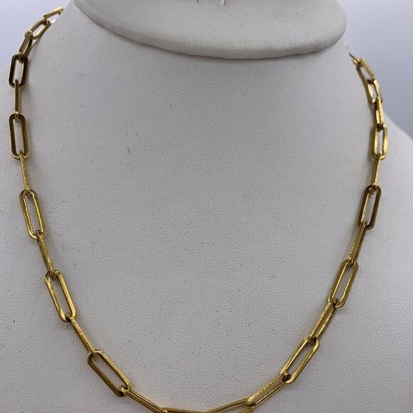 Necklace, gold over stainless, choker length, new never worn, textured, - Picture 5 of 16